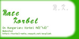 mate korbel business card